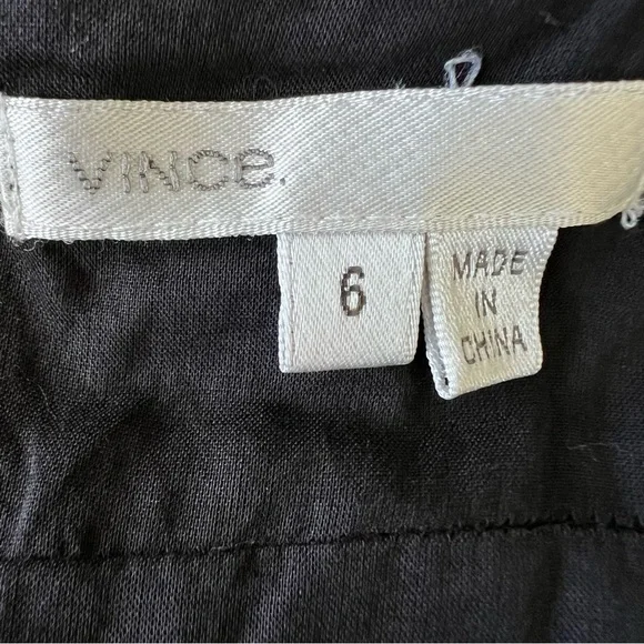 VINCE Smocked Black Sundress Lined Cotton Size 6 - Picture 7 of 7